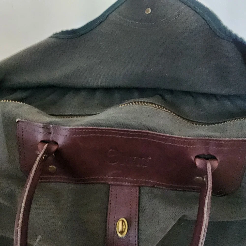 Orvis Battenkill Canvas Duffle Bag Green Leather 30